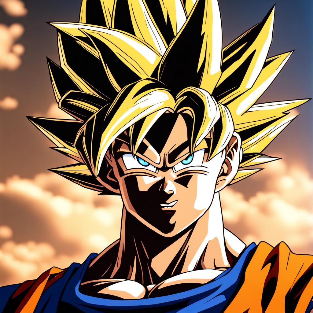 Hyperrealistic Son Goku in Vibrant Holographic Colors