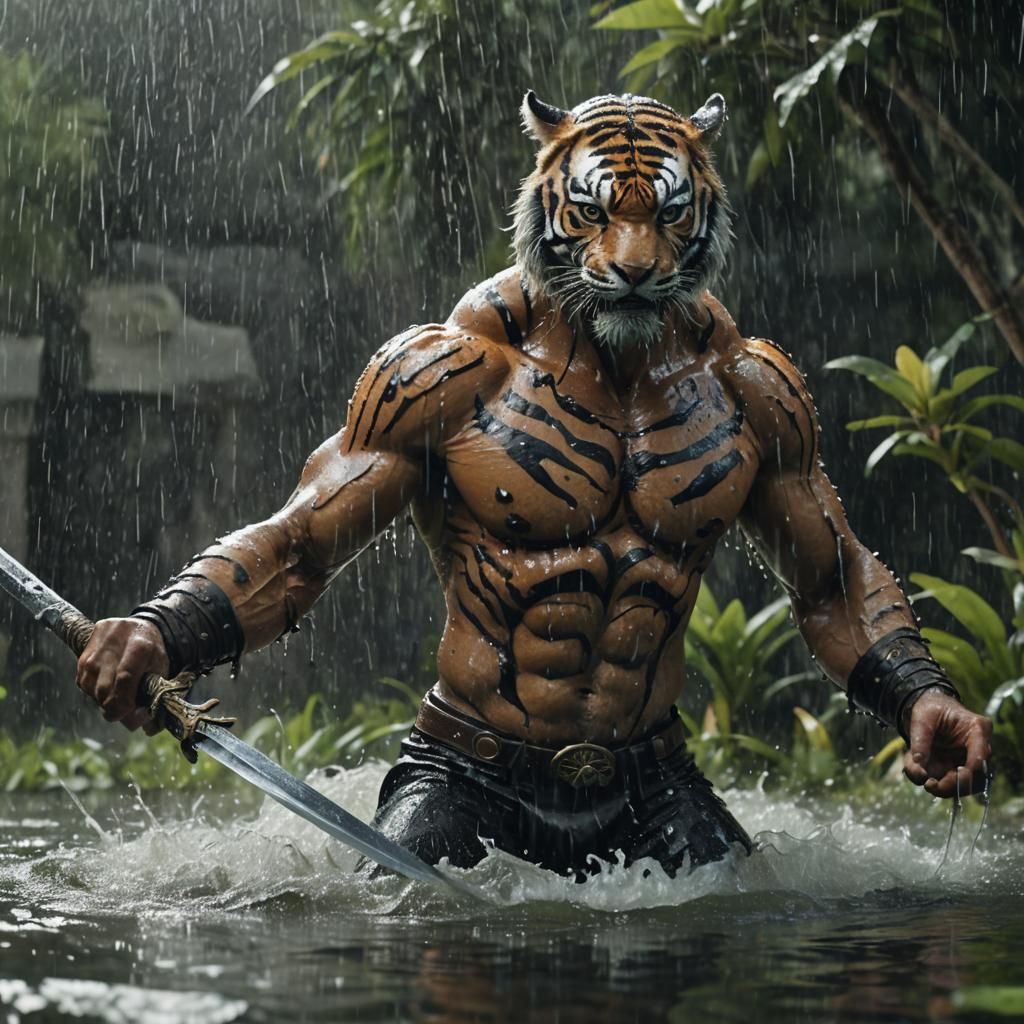 Cinematic Tiger-Man Plunges Into Alien Flora