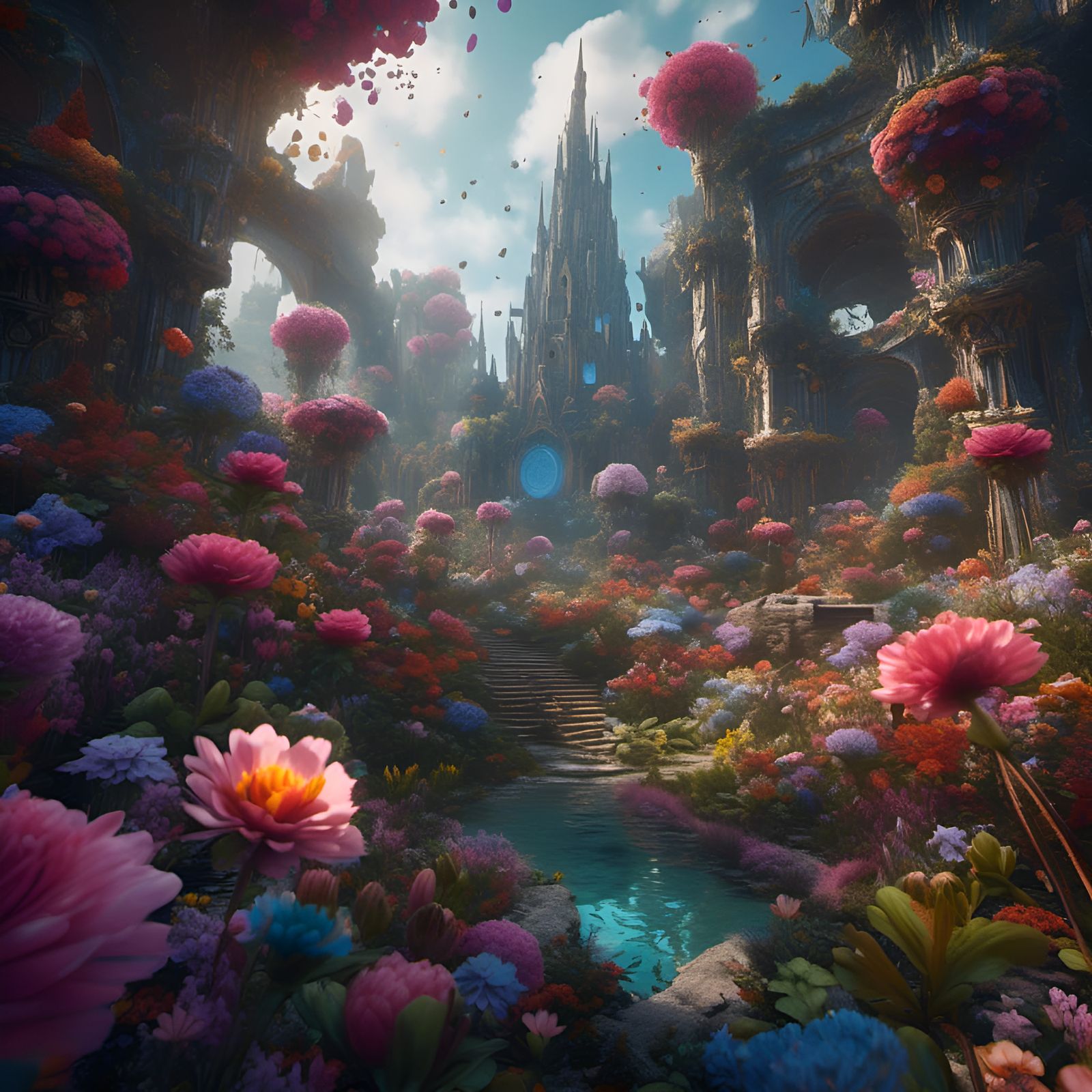 Fantastical Floral Matte Painting in Hyperreal Detail