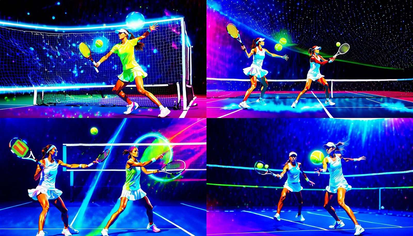 Sci-Fi Women's Tennis Match with Laser Net