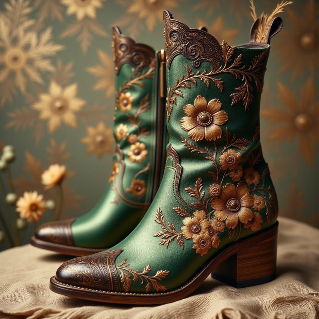 1920s Fashion Catalog Featuring Olive Green Avyanna Bootie