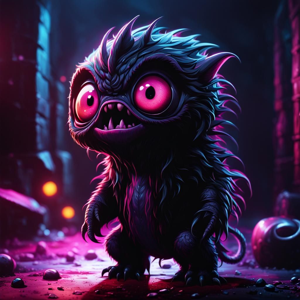 Lonely Baby Monster Cries in Dark Concept Art