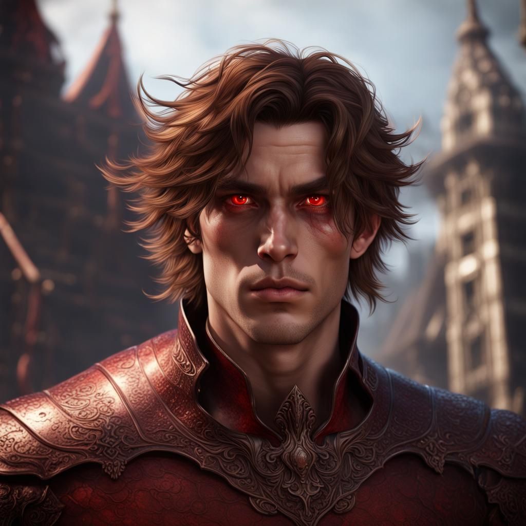 Man with Red Eyes: Detailed Fantasy Concept Art