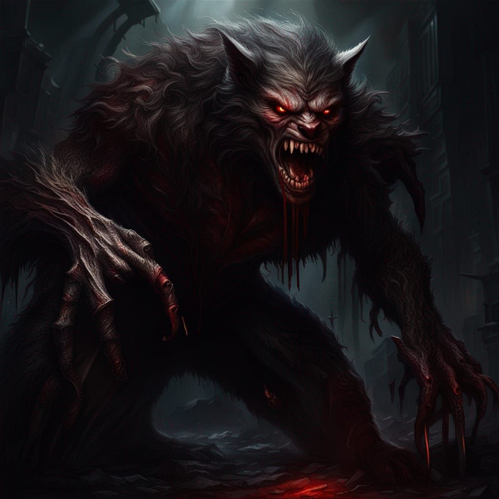 Vampire Werewolf Hybrid: Detailed Fantasy Concept Art