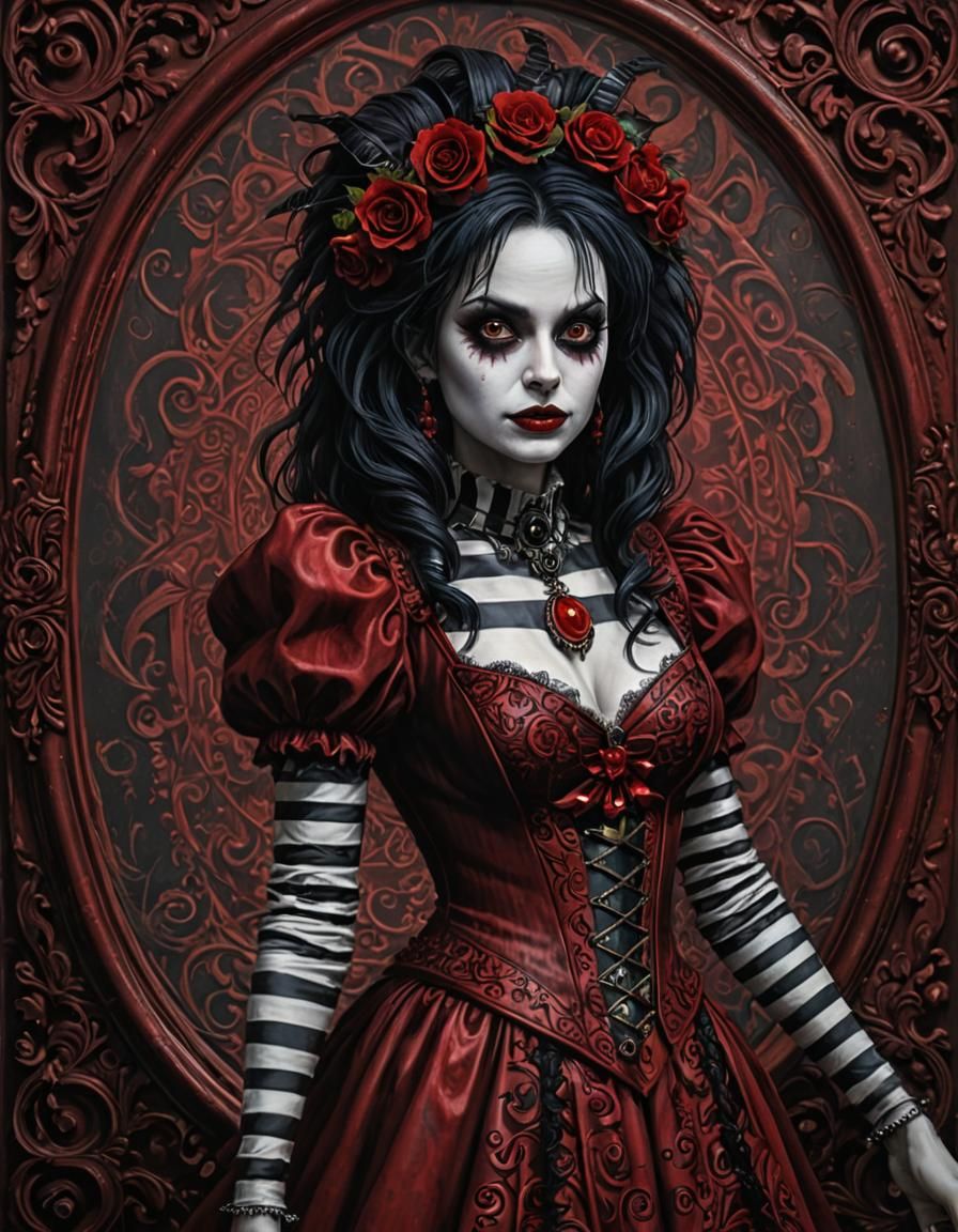 Crimson Halloween: Lydia Deetz with Occult Beings