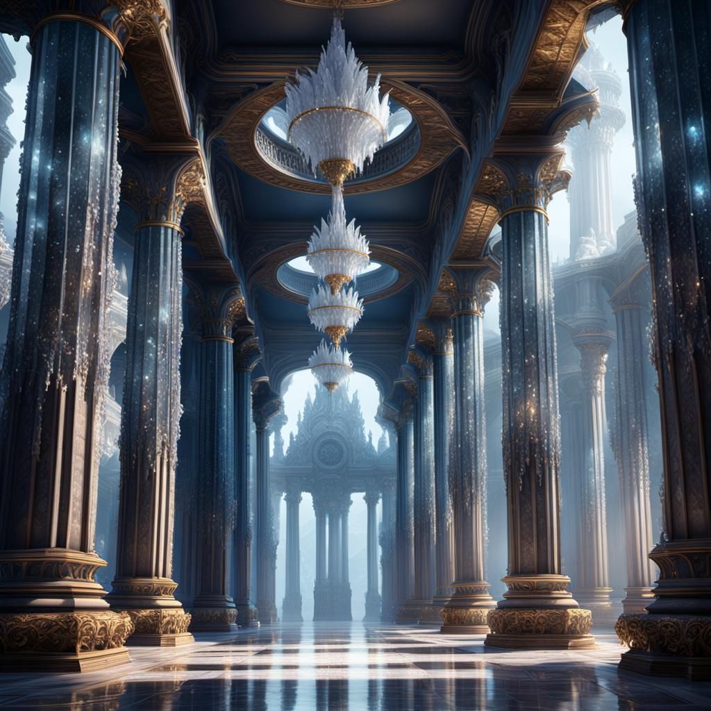 Quartz Crystal Palace Hall in Detailed Matte Painting