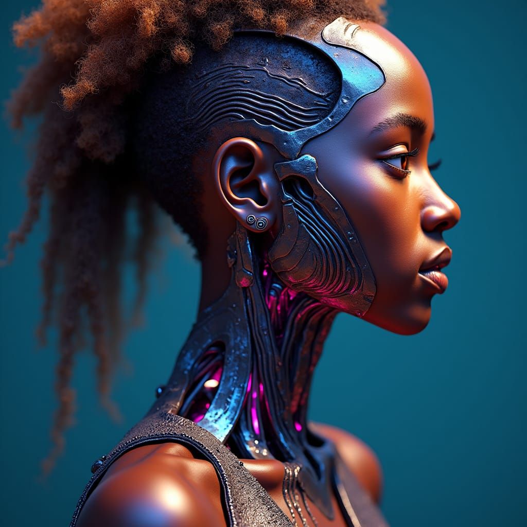 Cybernetic African Teen: Sci-Fi Concept Art