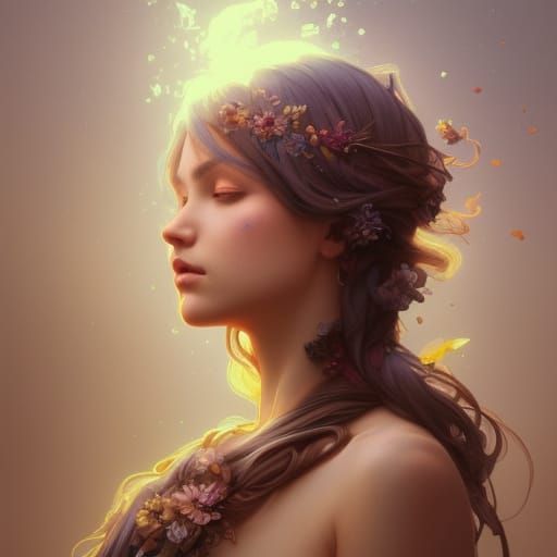 Nature Goddess Portrait in Hyperdetailed Concept Art
