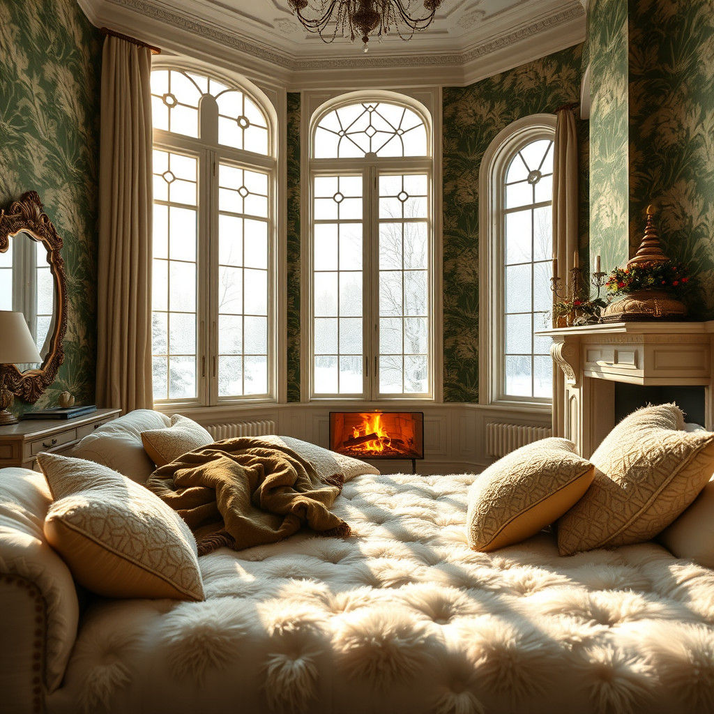 Elegant White Bedroom with Winter View