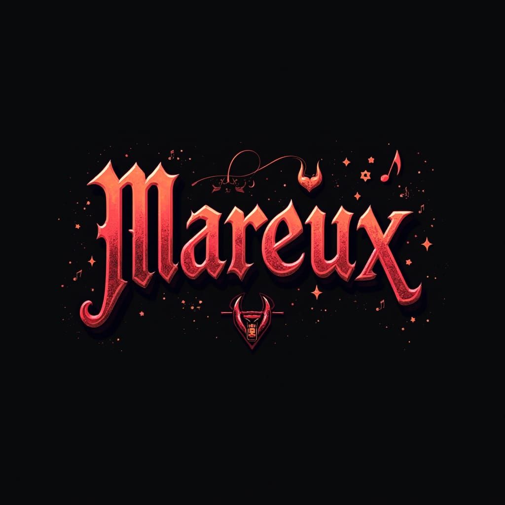 Bold Mareux Logo in Dark Red and Black with Edgy Kawaii Acce...