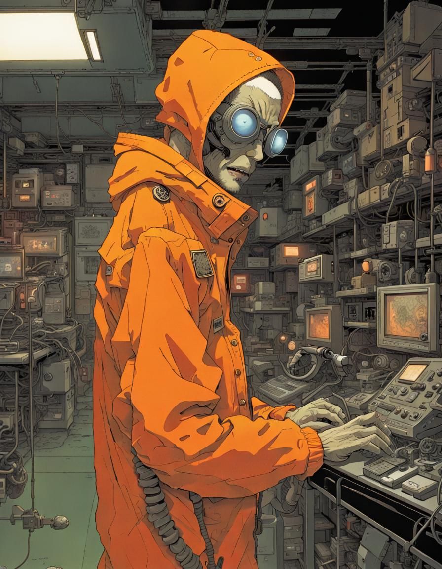 Cyberpunk Frankenstein's Search in Neo-Noir Style