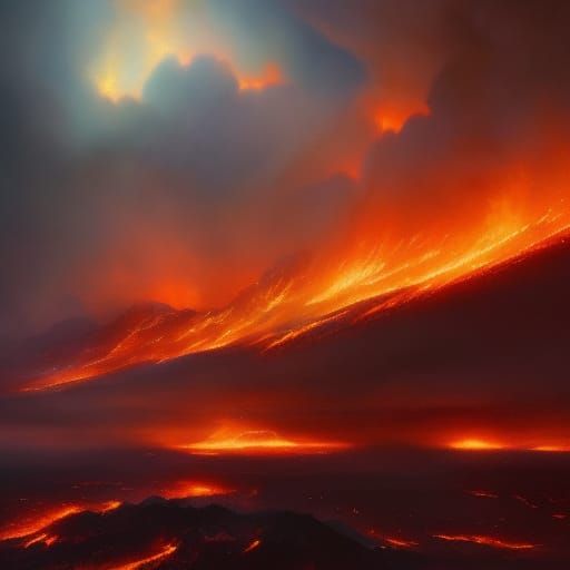 Inferno Sky: Burning Clouds and Flaming Stars