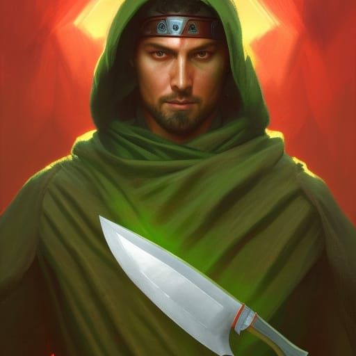 Warrior Ninja in Red Sunrise: Hyperdetailed Portrait