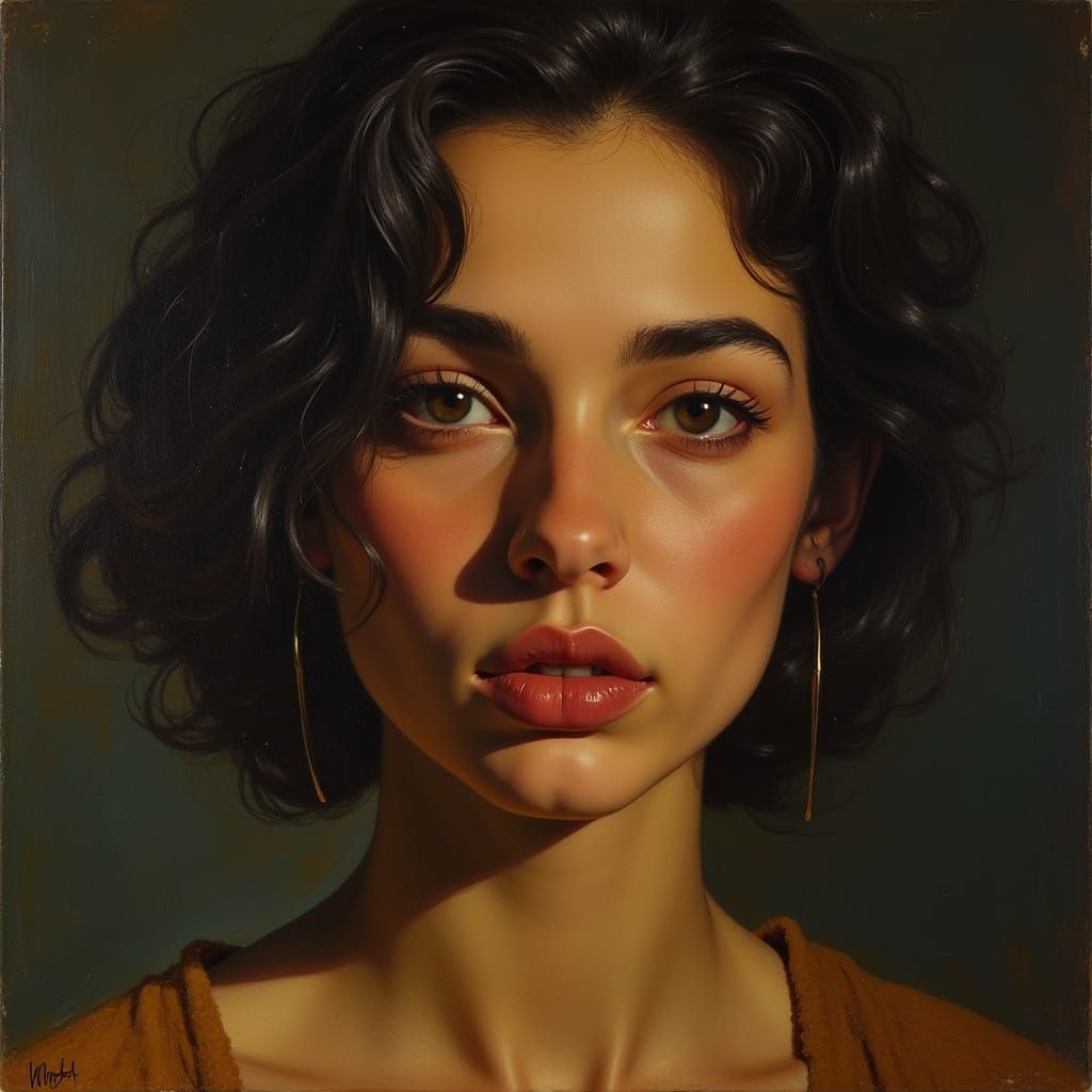 Dramatic Woman's Portrait in Fauvistic Style