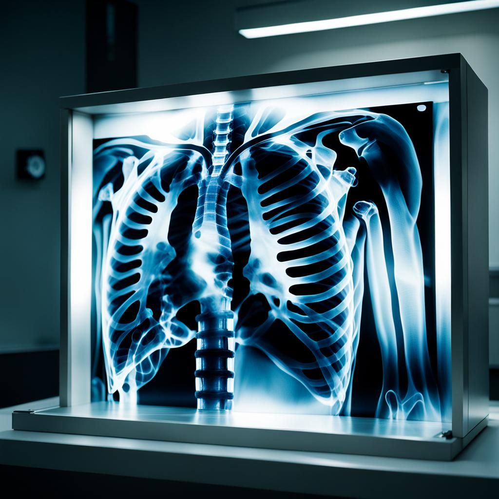 Dramatic Chest X-Ray in Moody Hospital Lighting