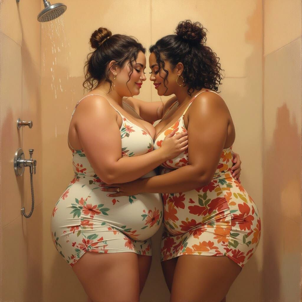 Embracing Women Portrait with Soft Lighting