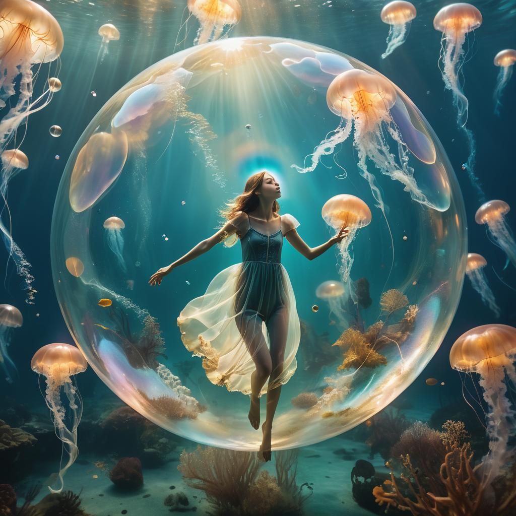 Surreal Submerged Sanctuary in Vibrant Hues