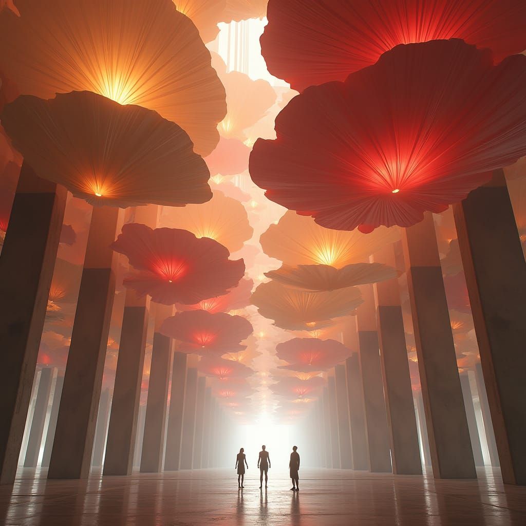 Cathedral of Floating Petals: Hyperreal Surreal Architecture