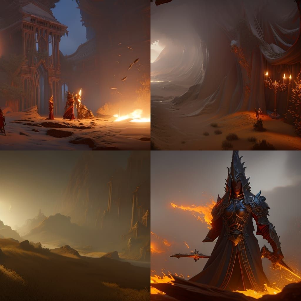 Dark Fantasy Art in Purple and Yellow, 8K