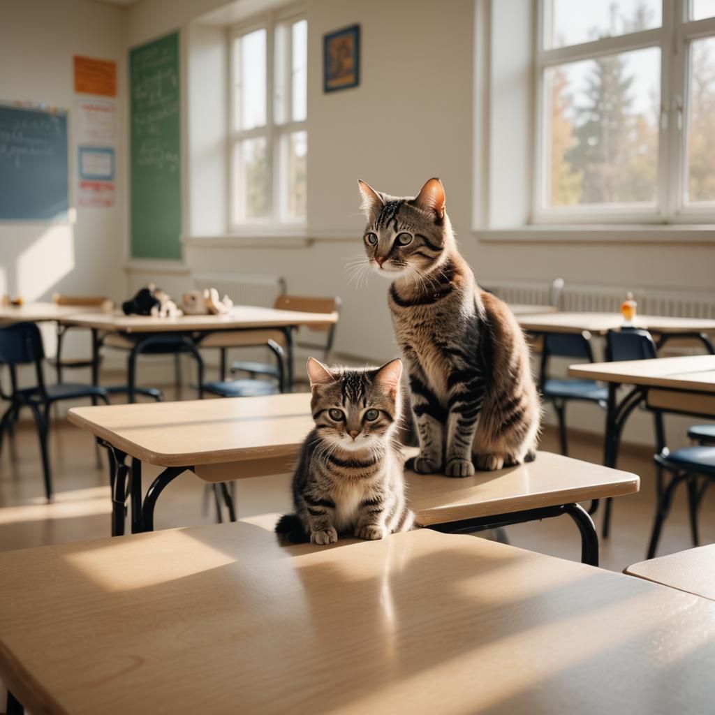Classroom Kittens: A Realistic Photography of Feline Student...