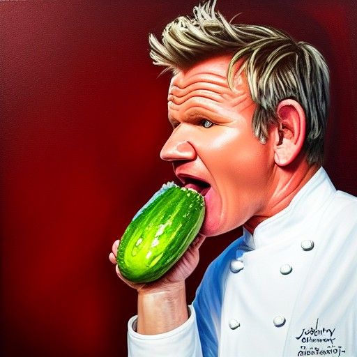 Ramsay Whispering to Cucumber, Oil Painting