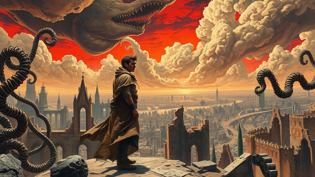 Surreal Post-Apocalyptic Hero Stands Against Cosmic Oppressi...