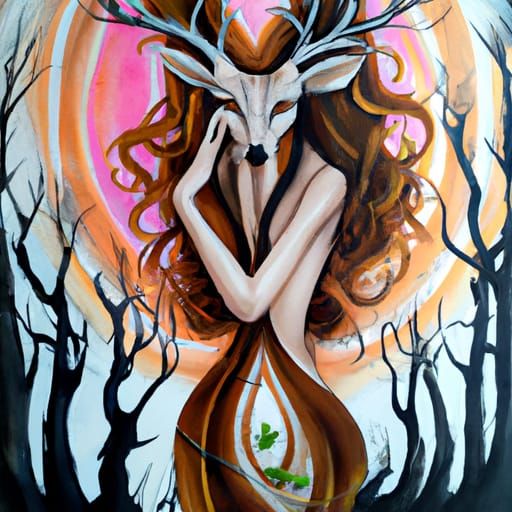 Mother Earth Deer in Acrylic Art Style