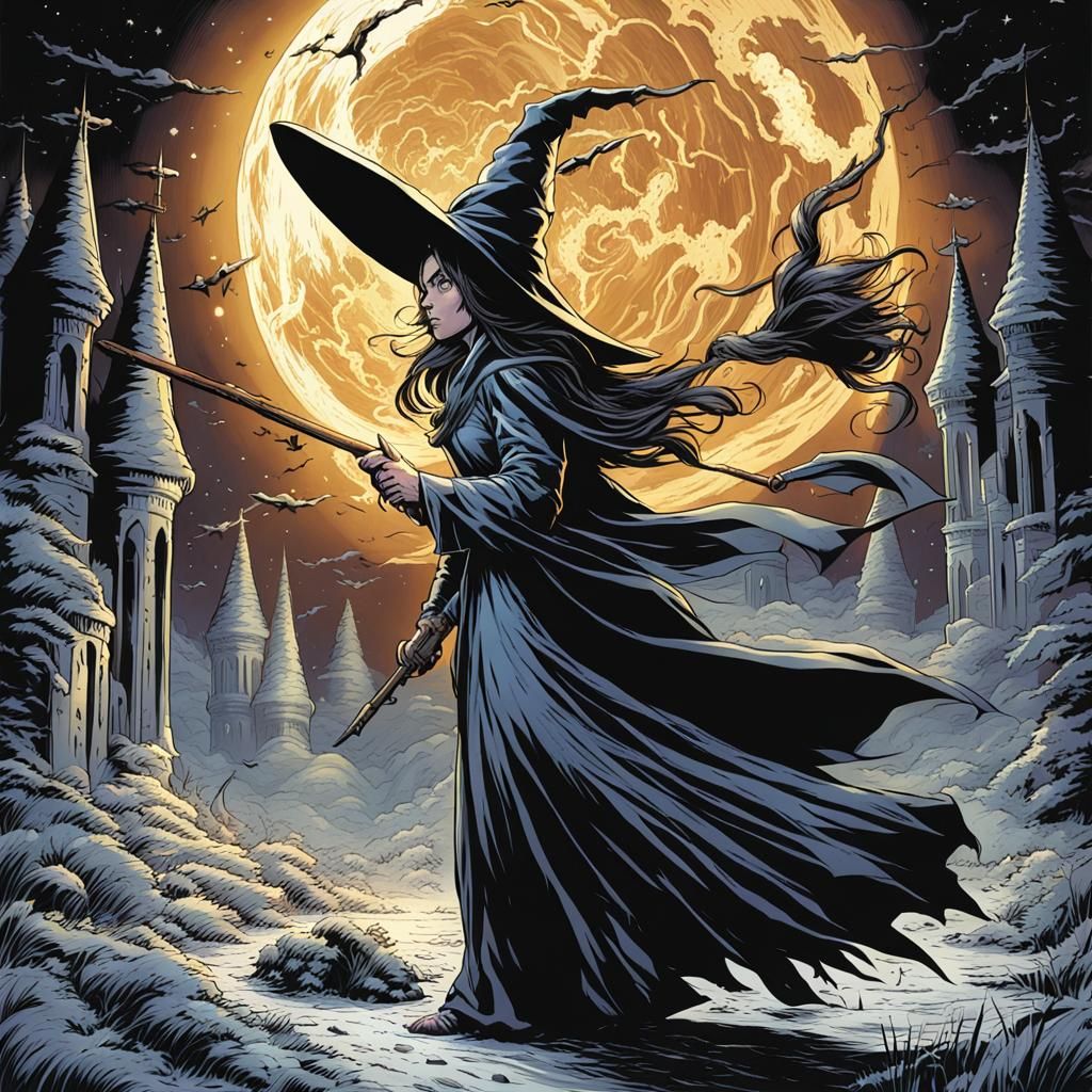 Witch's Wand in Comic Book Art Style