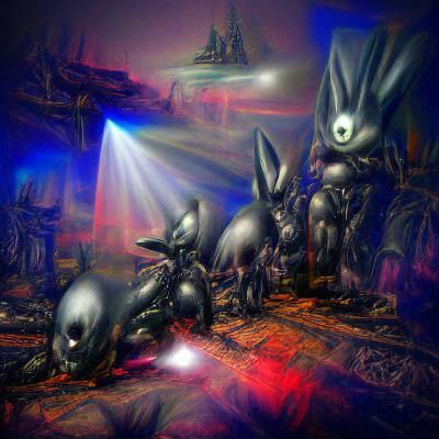 Dark Rabbit Army: Digital Illustration in Giger Style