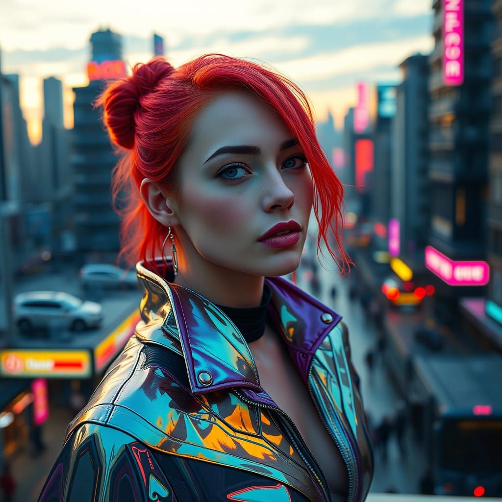Cyberpunk Goddess in Neon Hues