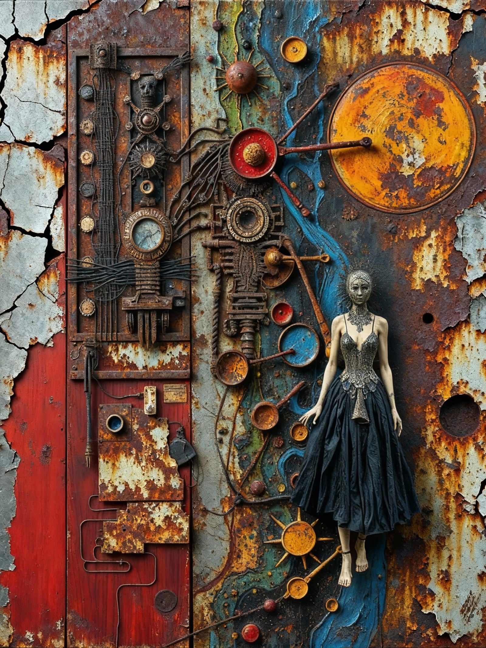 Surreal Abstract Art with Caustic Metal and Wood Textures