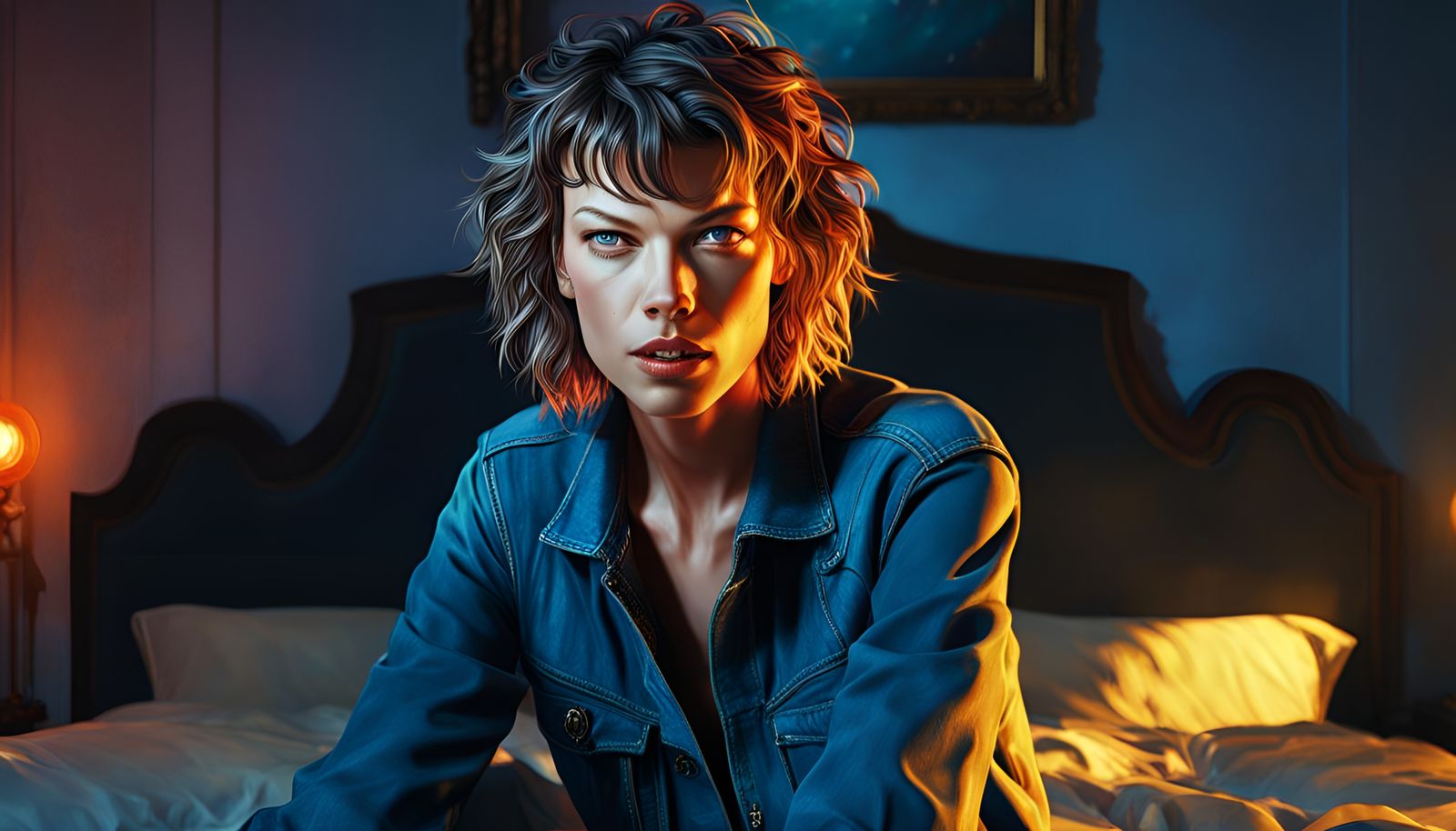 Milla Jovovich Portrait in Renaissance Cyberpunk Style