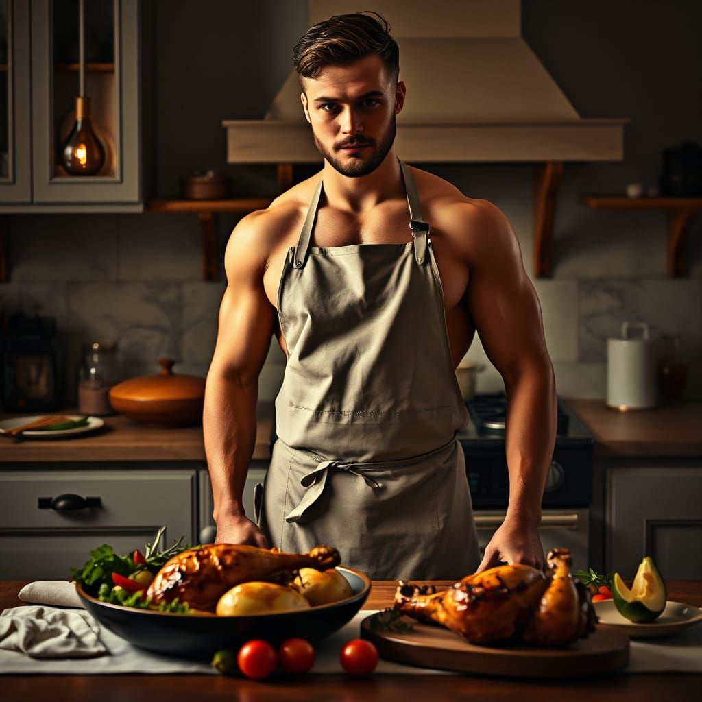 Sensual Roast Chicken Dinner in Art Nouveau Style