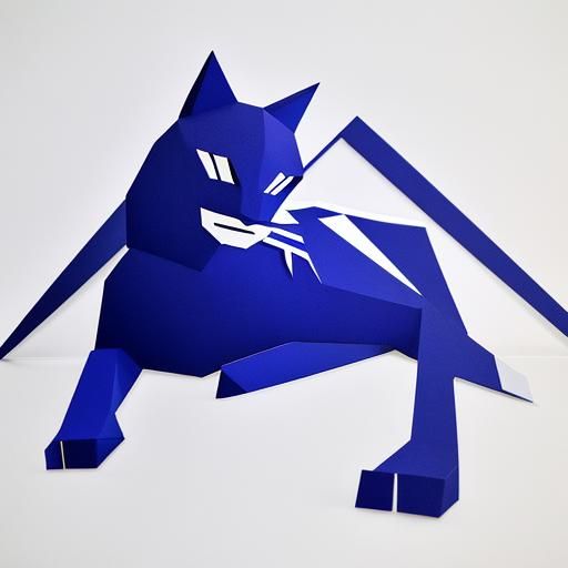 Minimalist Geometric Paper Cutout of Resting Cat