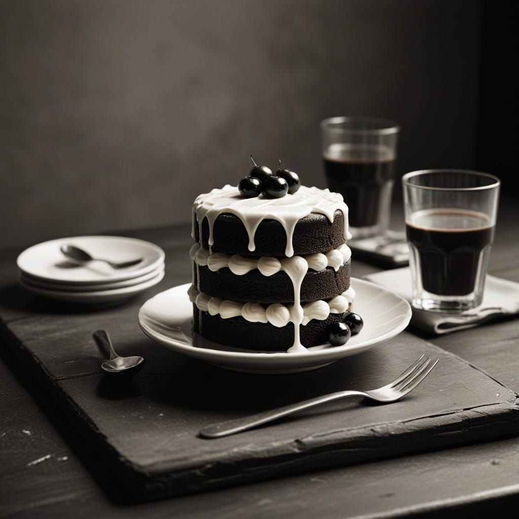 Monotone Mini Cake in Film Noir Style