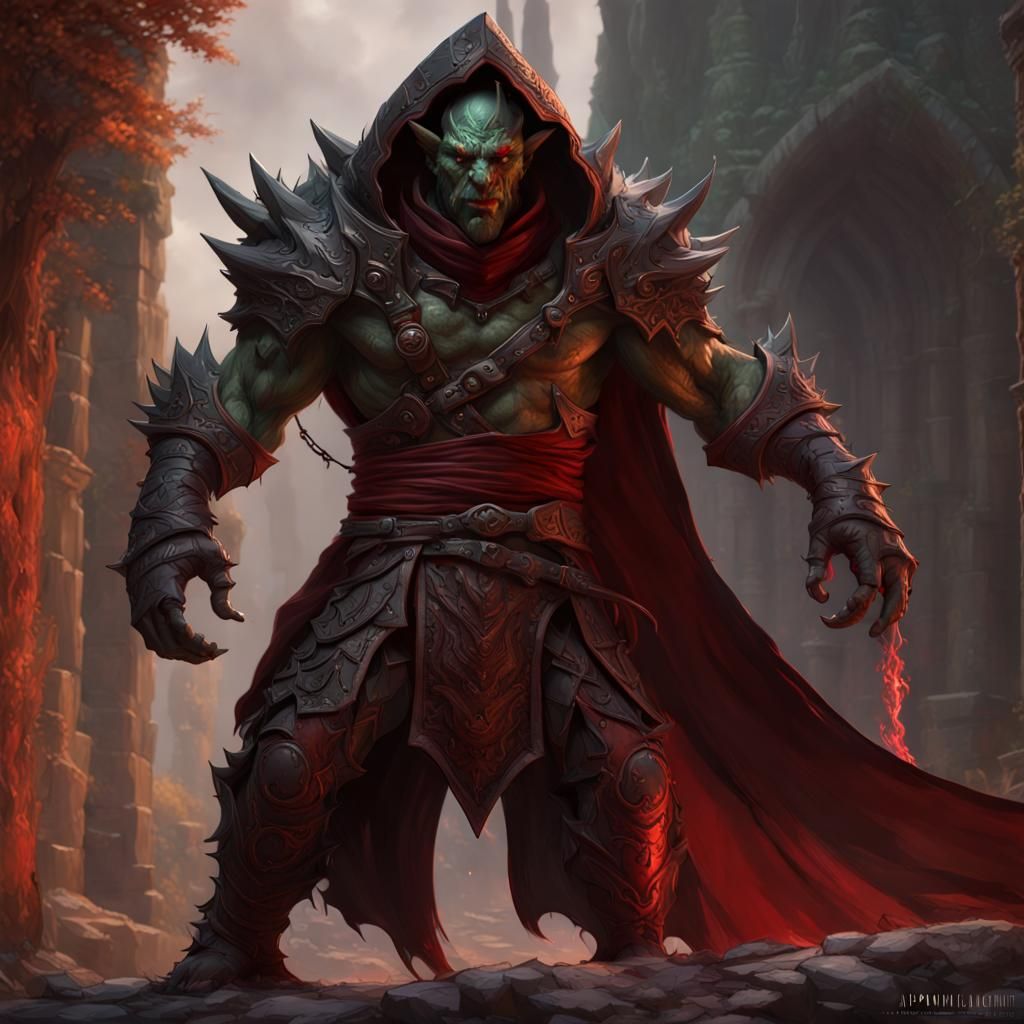 Dark Fantasy Half-Orc Dragon Hybrid Art