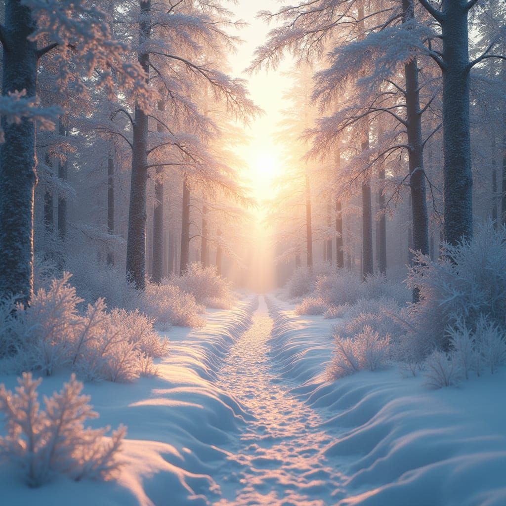 Winter Wonderland in Soft Golden Light