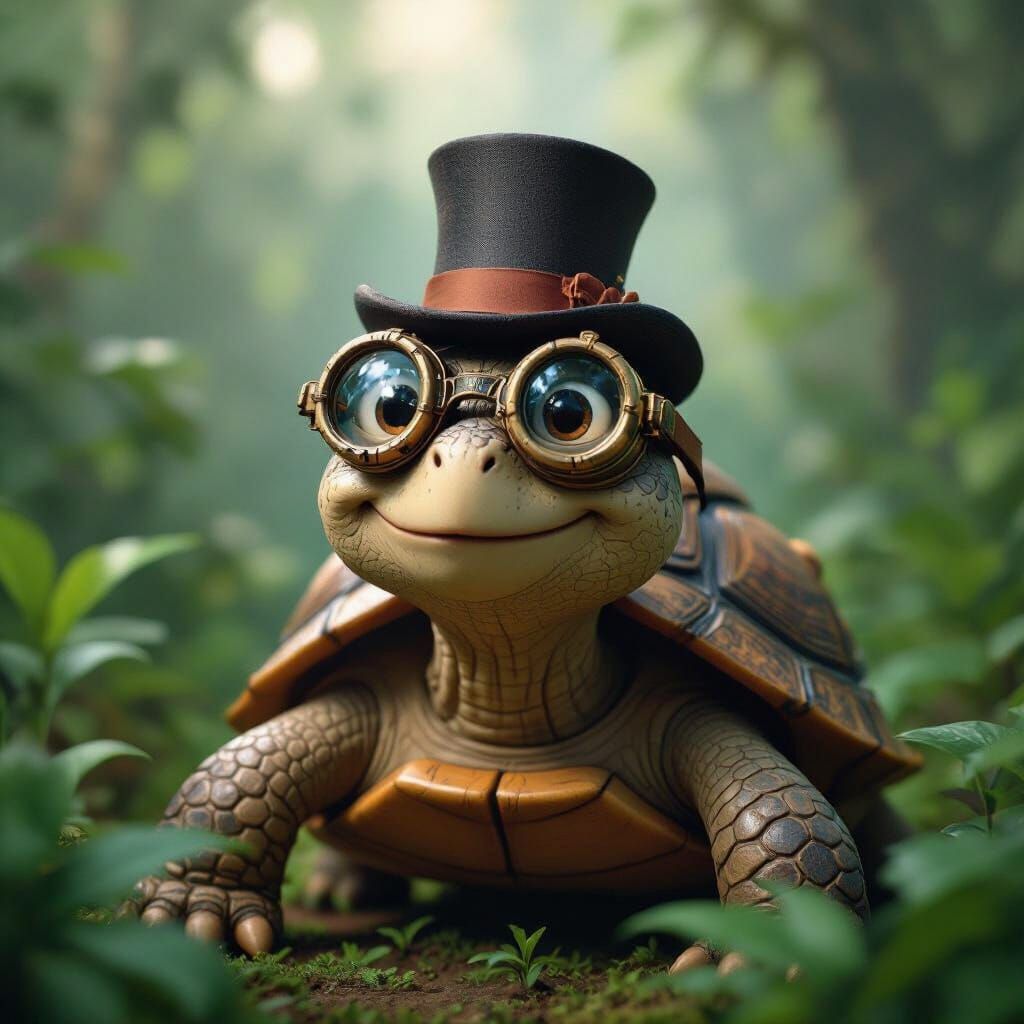 Steampunk Turtle in Aardman Claymation Style