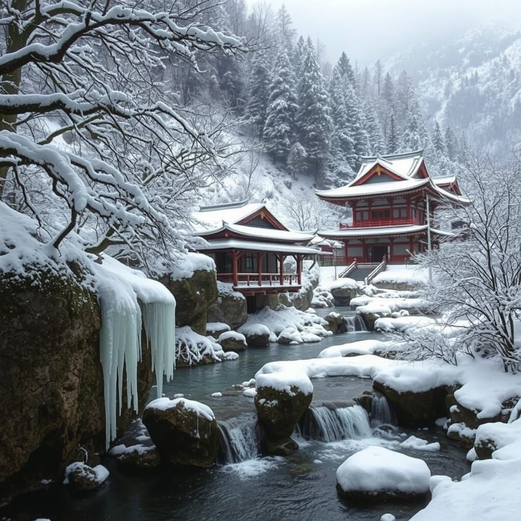 Winter Wonderland in a Traditional Japanese Village