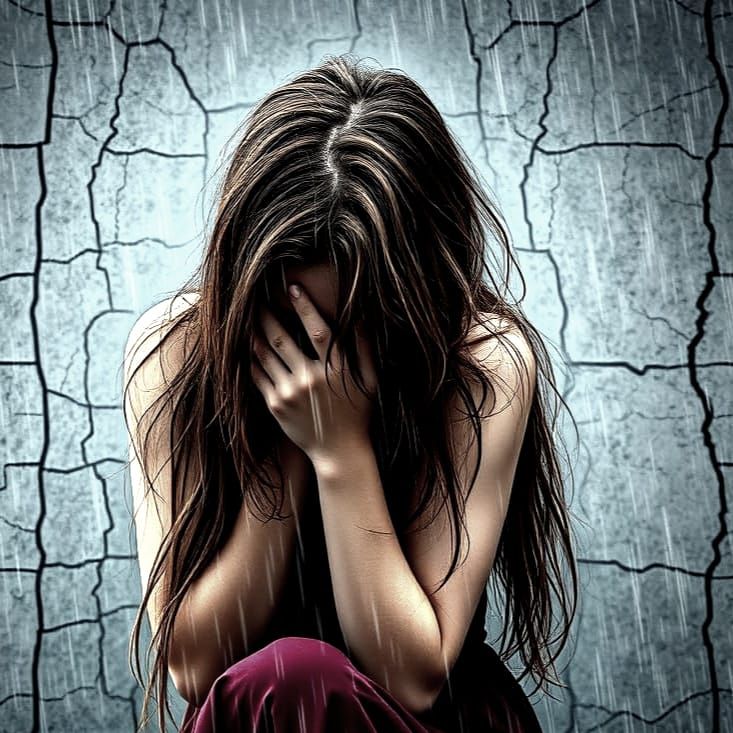 A Grieving Woman in the Rain