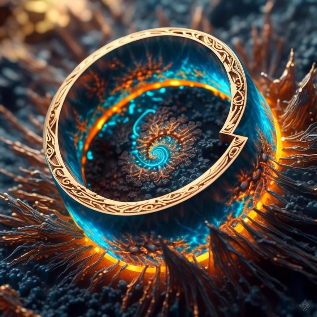 Electric Storm Resin Ring Macro Photograph
