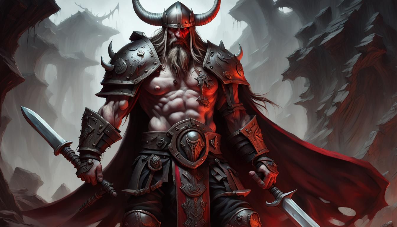 Viking Warrior in Dark Fantasy Style