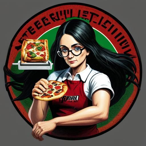 8-Bit Pizzeria Delivery Logo of a Grandmother
