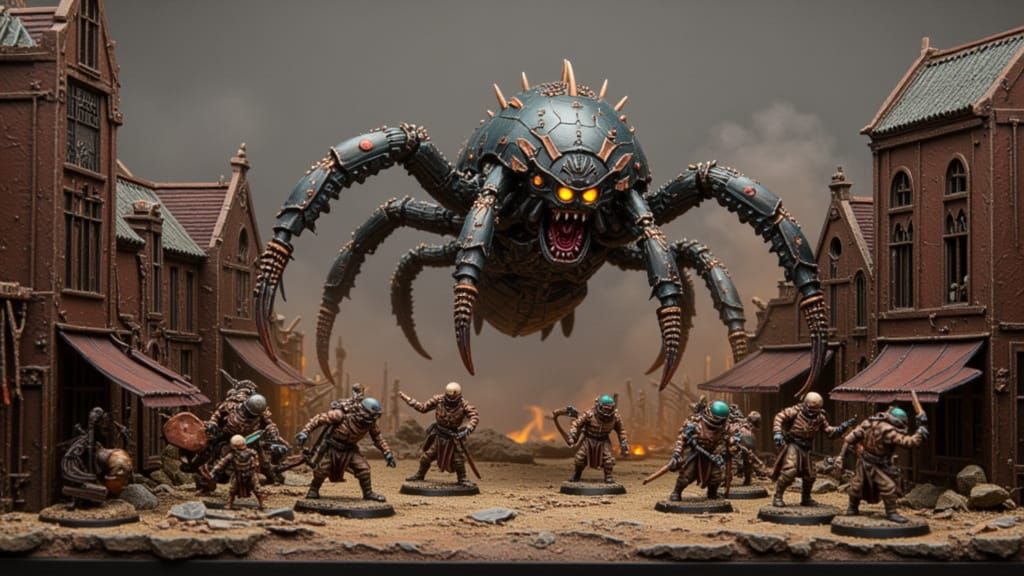 Diorama Town Evacuation: Centipede-Mech Emerges