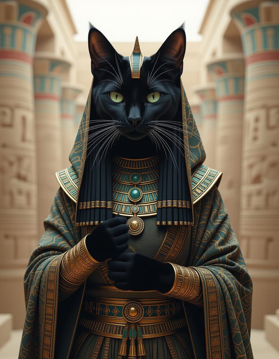 Majestic Bastet: Egyptian Goddess in Dreamlike Art