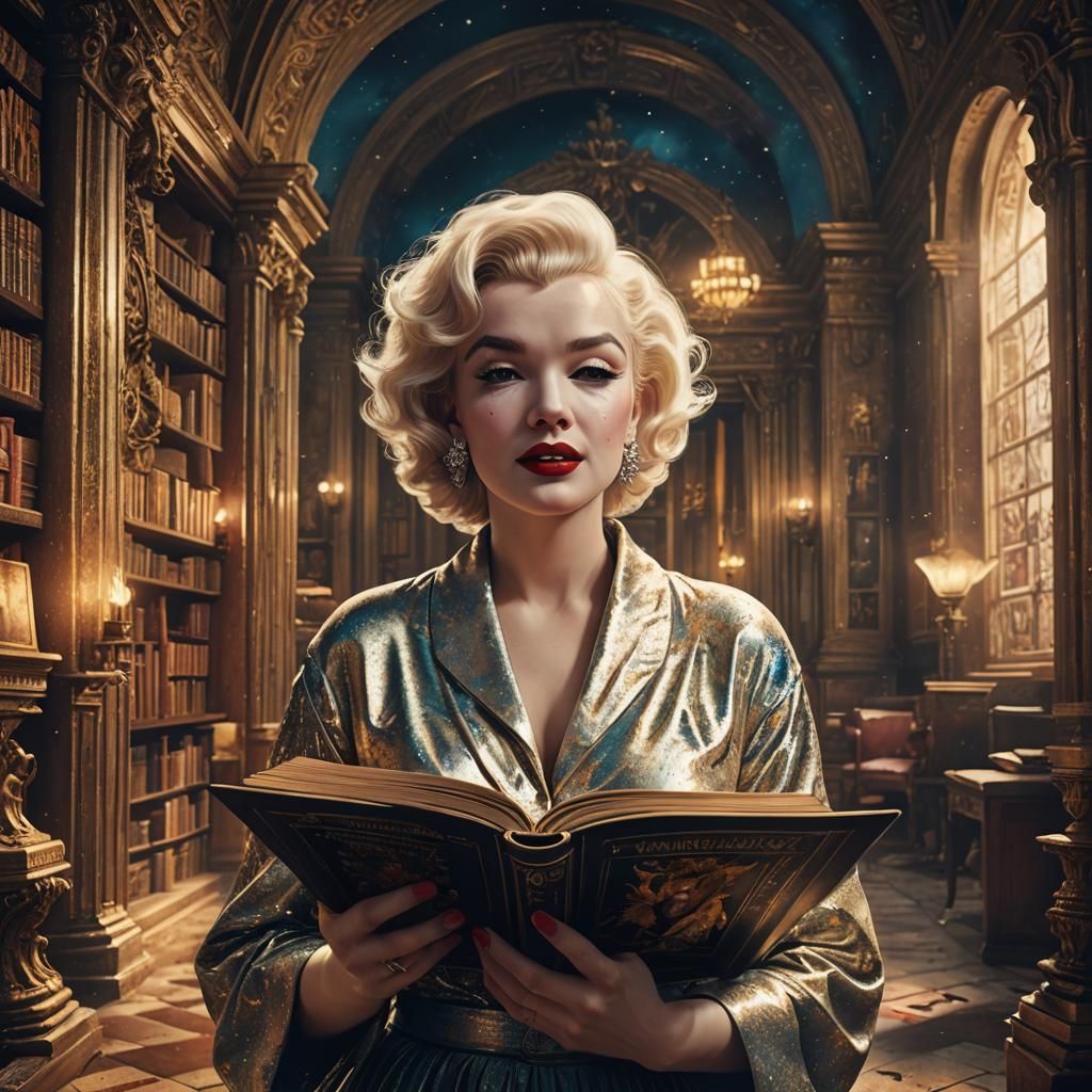 Marilyn Monroe Reads an Illuminated Book