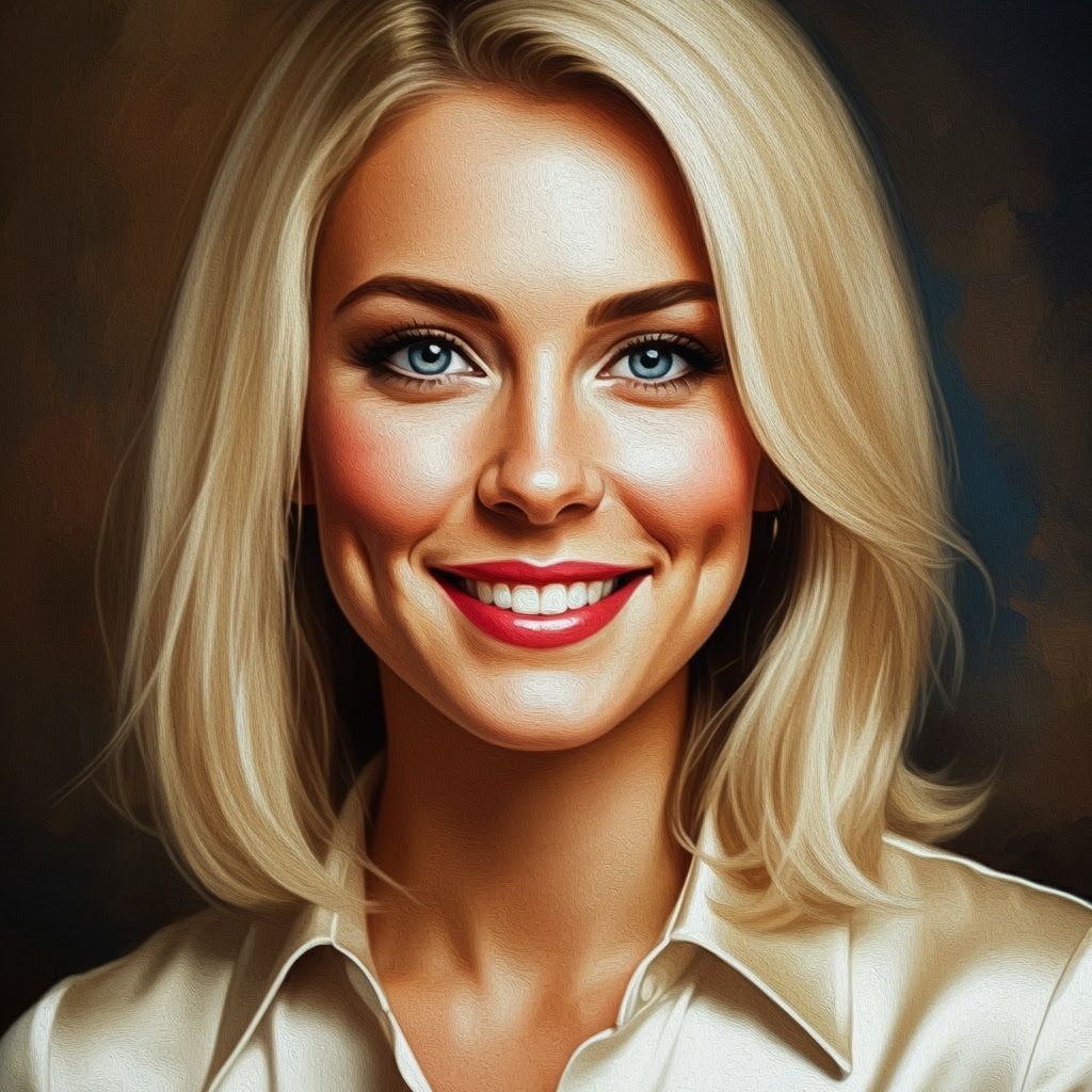 Impressionistic Portrait of a Smiling Blond Woman