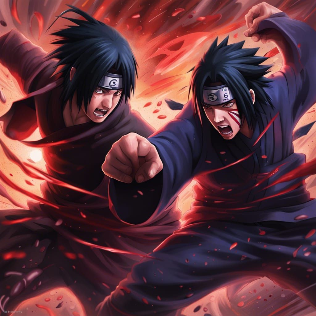 Sasuke and Itachi Uchiha: Hyperrealistic Battle