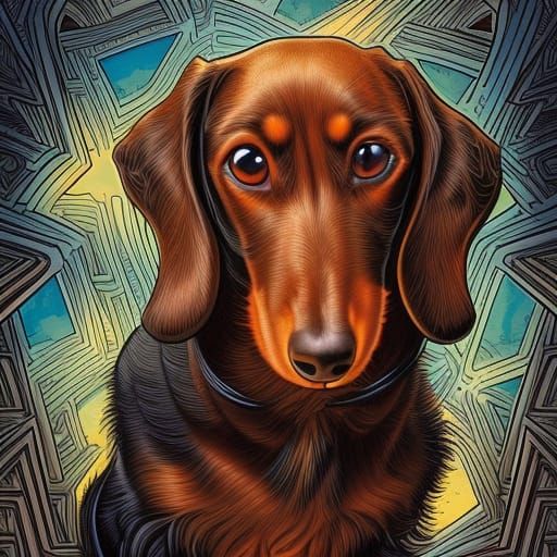 Dachshund in Comic Book Art Style