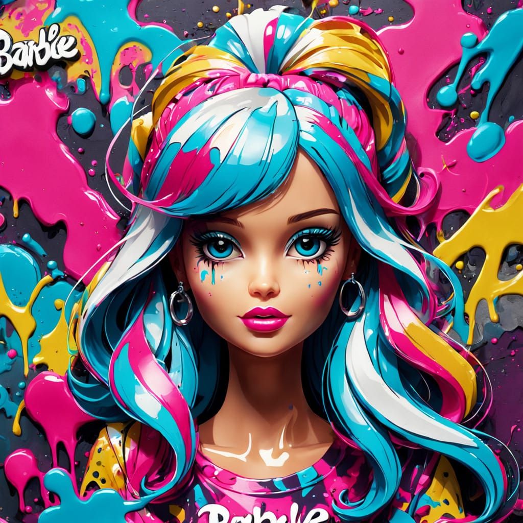 Vibrant City Cake in Street Art Style